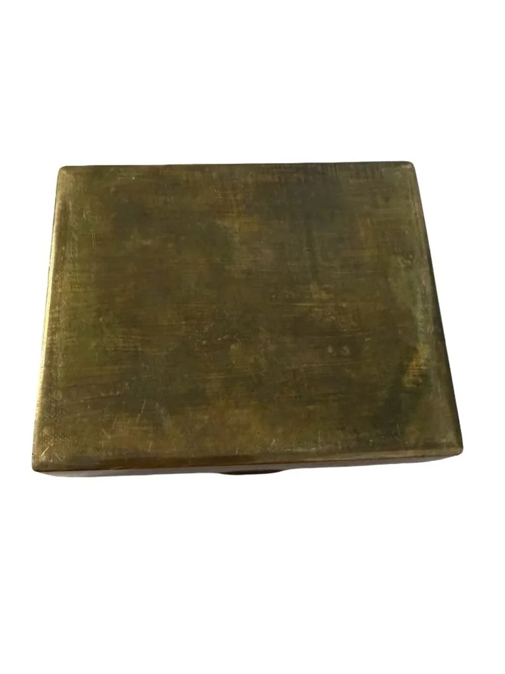 Vintage Hand Carved Brass Clad Wood Trinket Box Figural Decorative Jewelry Box
